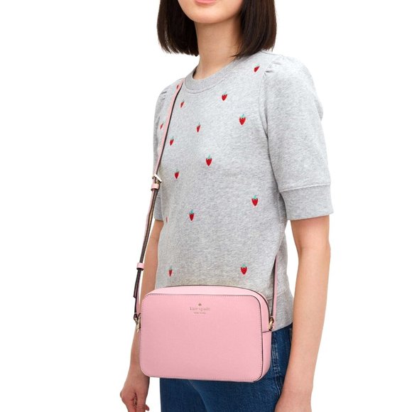 New Kate Spade Harper Crossbody bag Leather Bright Carnation - Picture 5 of 5